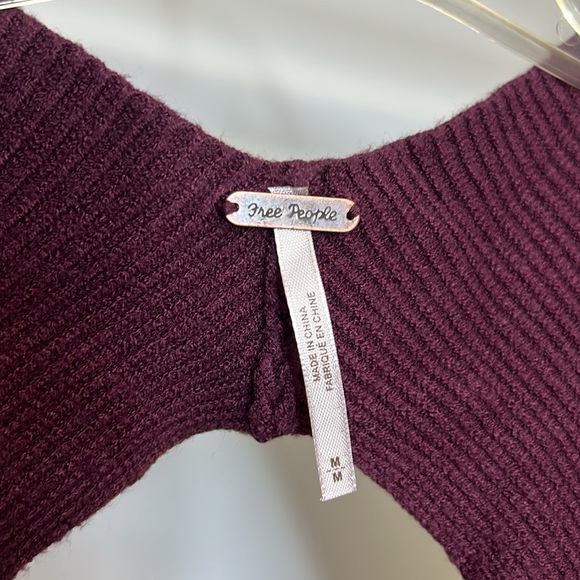 NWT Free People Open Back Sweater in Pomegranate Wine- M - Picture 4 of 7